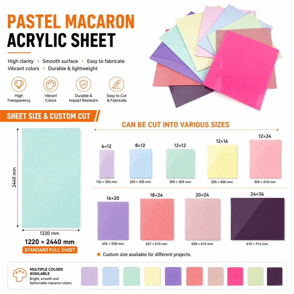 Pastel Acrylic Sheets | Custom Macaron Color PMMA Acrylic Panels Manufacturer