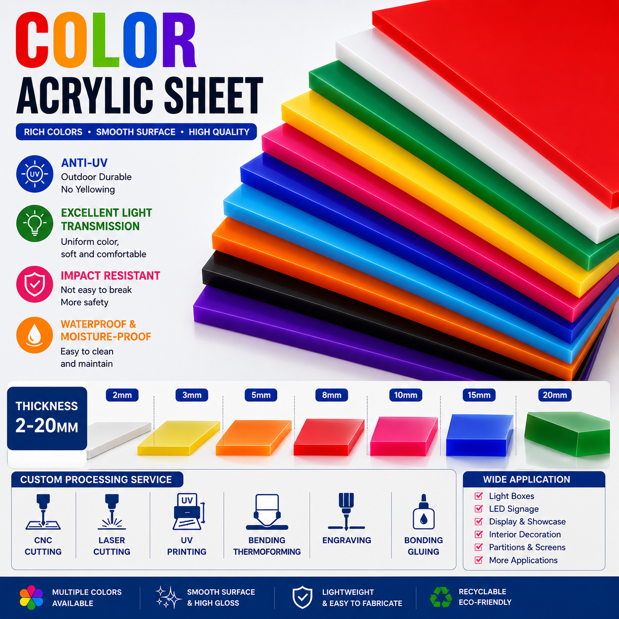 Color Acrylic Sheets | Custom Colored PMMA Acrylic Panels Manufacturer